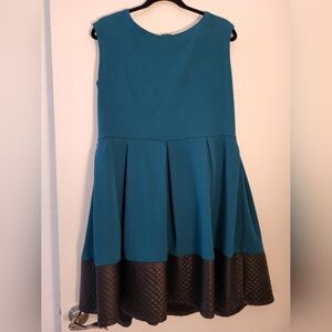 Teal and Black Flared Dress